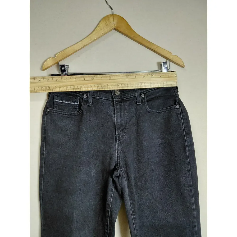 Levi's 505 Straight Leg Black Denim Jeans Pockets Women See Measurements